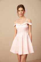 Dounia Kristal İşlemeli Kloş Mini Elbise