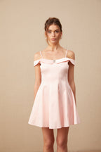 Dounia Kristal İşlemeli Kloş Mini Elbise