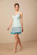 Gabrielle Dantel İşlemeli Pileli Mini Elbise