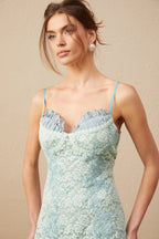 Gabrielle Dantel İşlemeli Pileli Mini Elbise