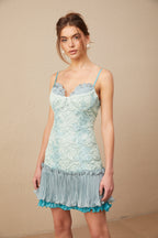 Gabrielle Dantel İşlemeli Pileli Mini Elbise