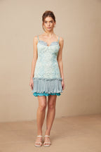 Gabrielle Dantel İşlemeli Pileli Mini Elbise