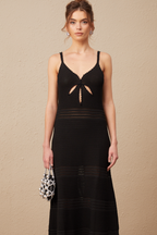 Margot Kesik Detaylı Şişkin Etek Uçlu Triko Midi Elbise