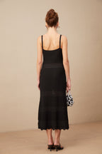 Margot Kesik Detaylı Şişkin Etek Uçlu Triko Midi Elbise