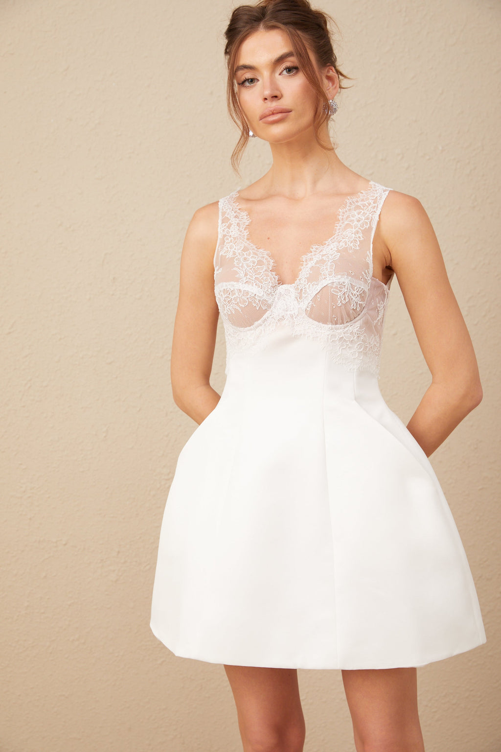 Marion dantel kenarlı bustiyer mini elbise