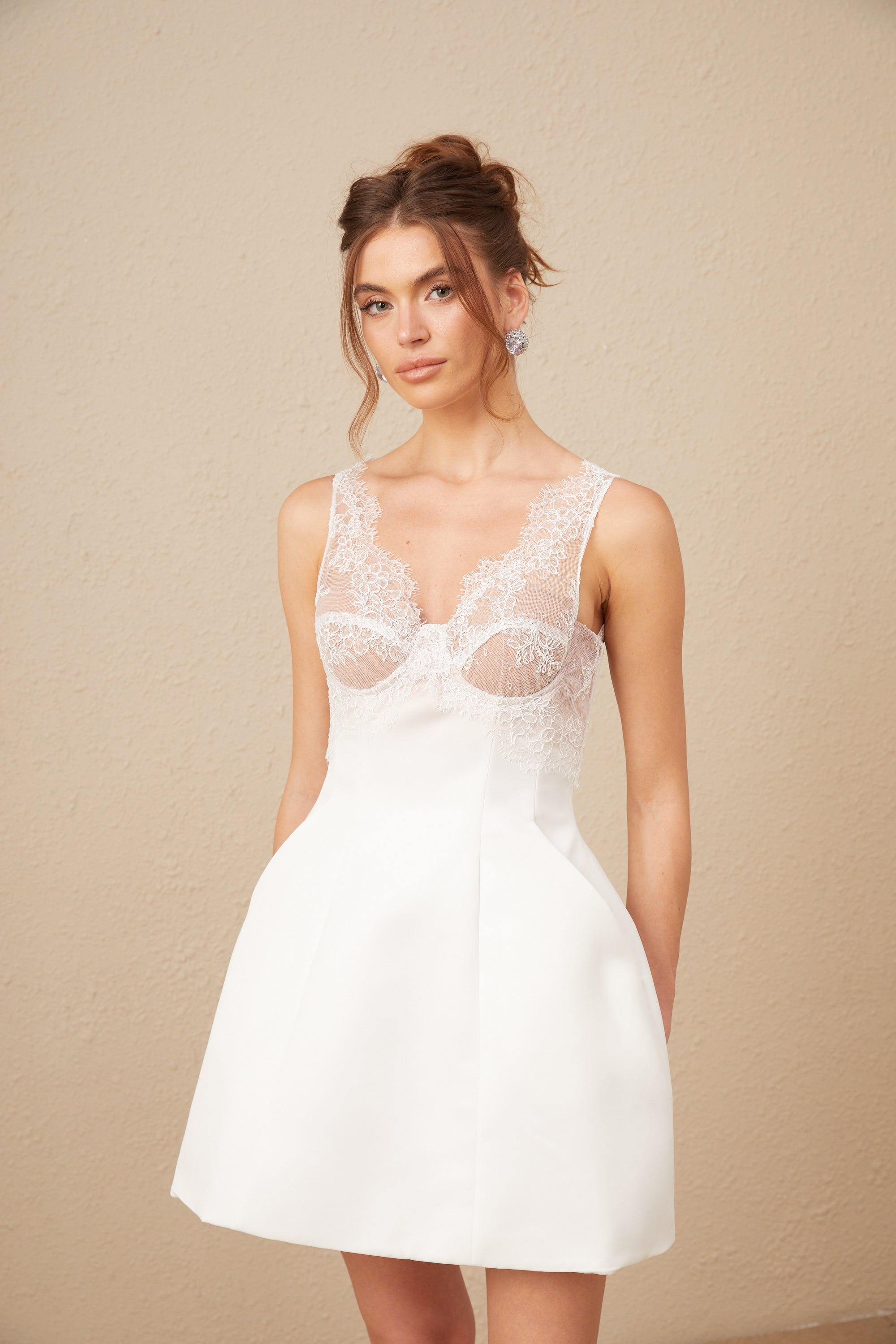 Marion dantel kenarlı bustiyer mini elbise