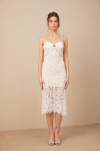 Carmen Kristal Büstiyerli Dantel Midi Elbise