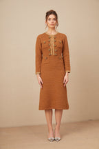 Örgülü Kenarlı Tüvit Elbise