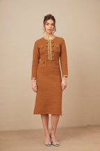 Örgülü Kenarlı Tüvit Elbise