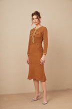 Örgülü Kenarlı Tüvit Elbise