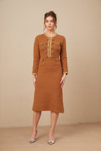 Örgülü Kenarlı Tüvit Elbise