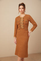 Örgülü Kenarlı Tüvit Elbise