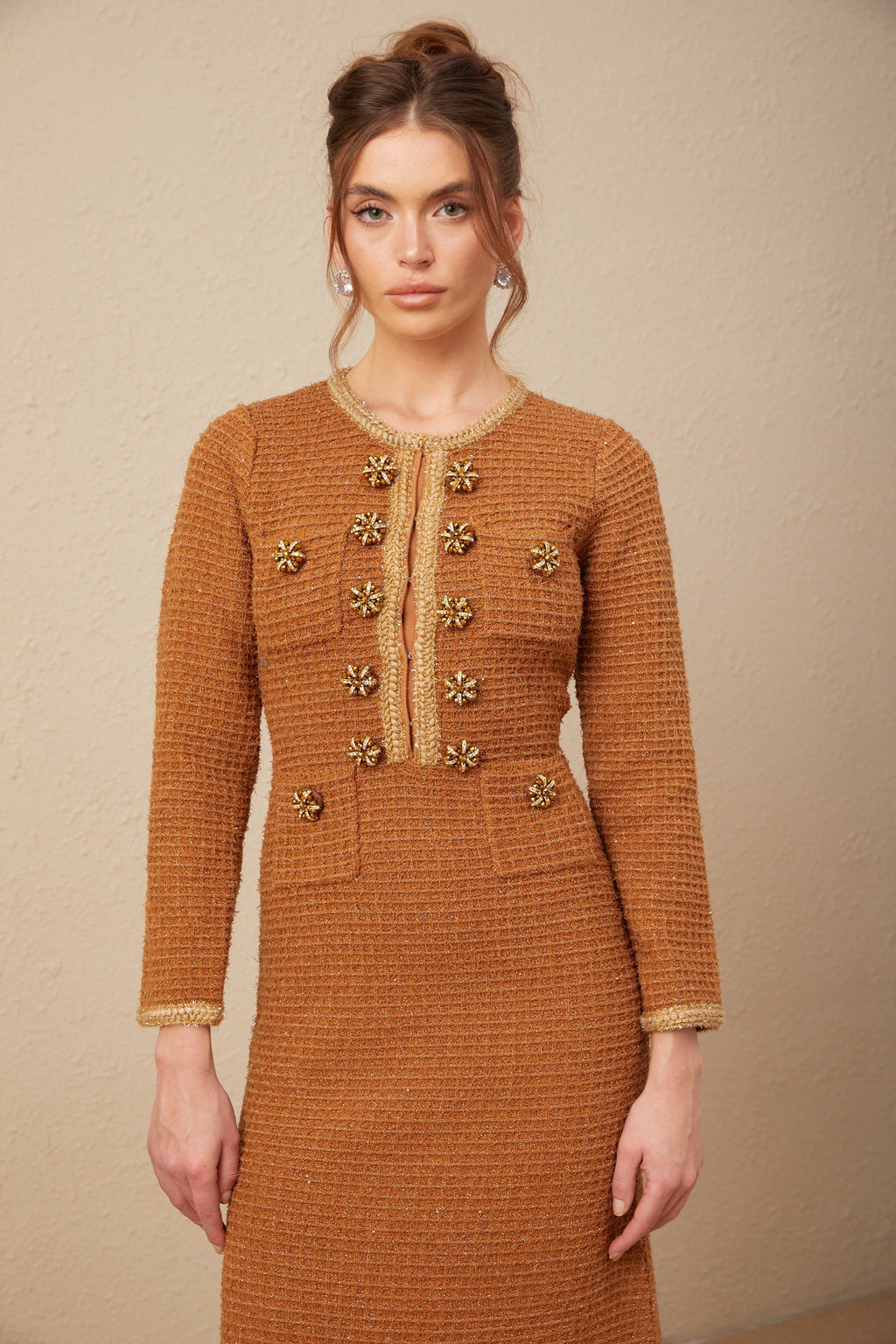 Örgülü Kenarlı Tüvit Elbise