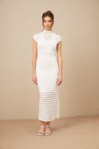 Joséphine Yatay Çizgi Desenli Tül Midi Elbise