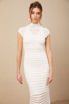 Joséphine Yatay Çizgi Desenli Tül Midi Elbise