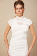 Joséphine Yatay Çizgi Desenli Tül Midi Elbise