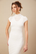 Joséphine Yatay Çizgi Desenli Tül Midi Elbise