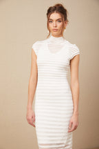 Joséphine Yatay Çizgi Desenli Tül Midi Elbise