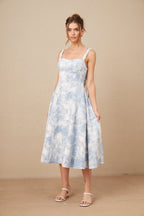 Léonie Kalp Monogramlı Jakarlı Kot Midi Elbise