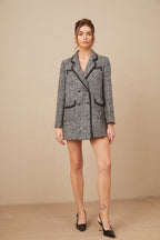 Noktalı Süslemeli Tüvit Blazer Ceket
