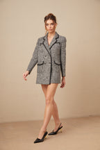 Noktalı Süslemeli Tüvit Blazer Ceket