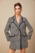 Noktalı Süslemeli Tüvit Blazer Ceket