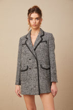 Noktalı Süslemeli Tüvit Blazer Ceket