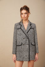 Noktalı Süslemeli Tüvit Blazer Ceket