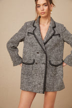 Noktalı Süslemeli Tüvit Blazer Ceket