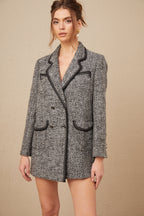 Noktalı Süslemeli Tüvit Blazer Ceket