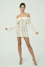 Dantel işlemeli Mini Elbise