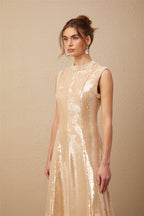 Ornella sahte inci payetli midi elbise