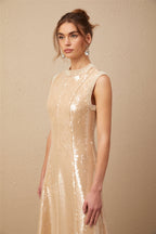 Ornella sahte inci payetli midi elbise