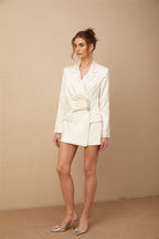 Chiara Çivili Saten Mini Blazer Elbise