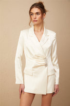 Chiara Çivili Saten Mini Blazer Elbise