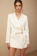 Chiara Çivili Saten Mini Blazer Elbise