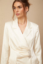 Chiara Çivili Saten Mini Blazer Elbise