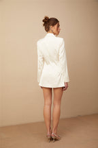 Chiara Çivili Saten Mini Blazer Elbise