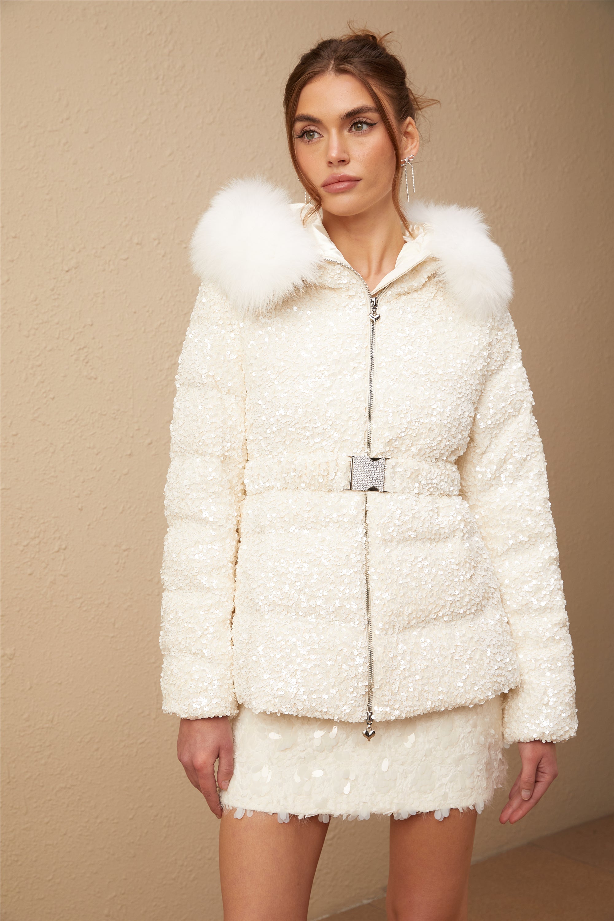 Madeleine beyaz mont