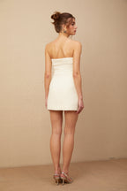 Eduardo Çiçek Desenli Tweed Düşük Omuz Mini Elbise