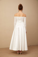 Nadine beyaz omuzdan açık panelli maxi elbise