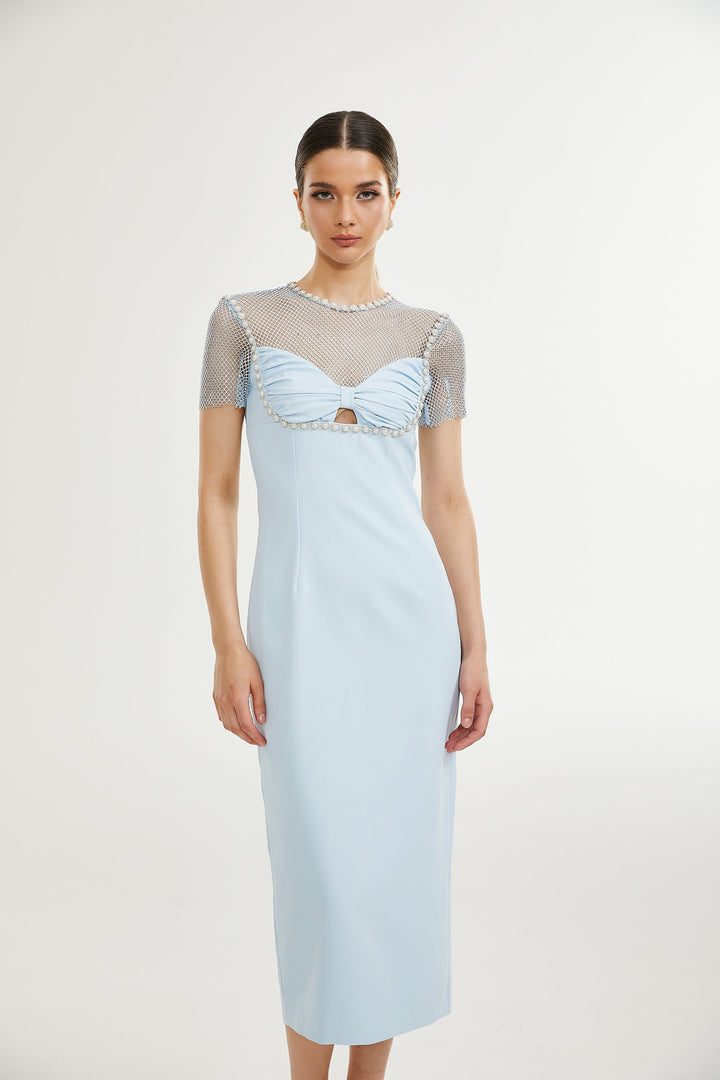 Lilas midi elbise