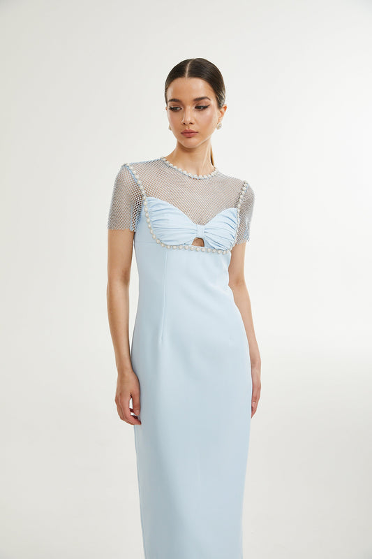Lilas midi elbise