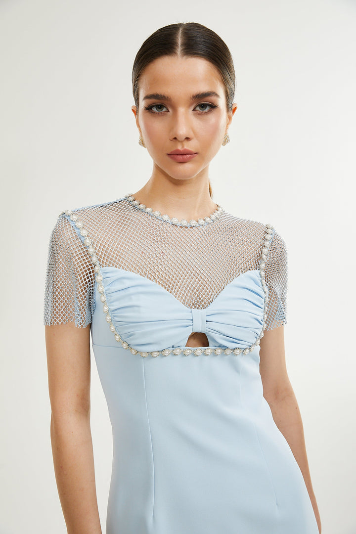 Lilas midi elbise
