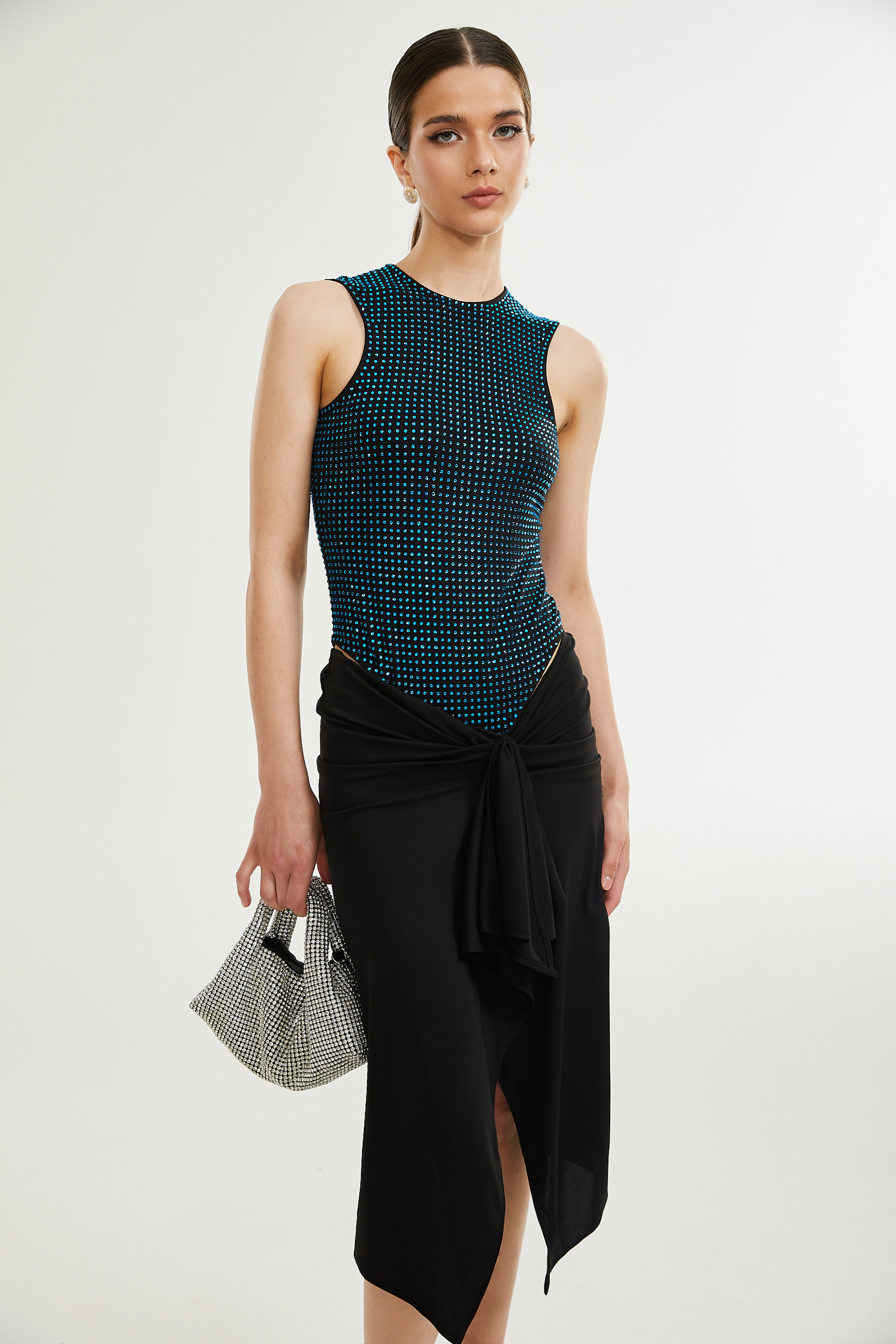 Rafaela süslemeli midi elbise