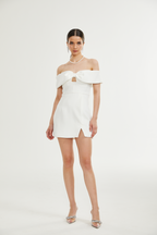 Victoire fiyonk detaylı mini elbise