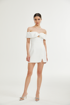 Victoire fiyonk detaylı mini elbise