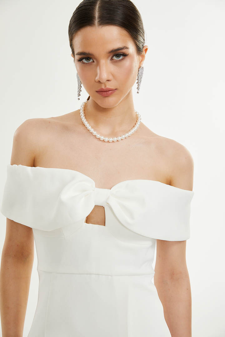 Victoire fiyonk detaylı mini elbise