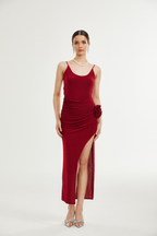 Emira çiçek midi elbise