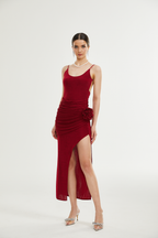 Emira çiçek midi elbise